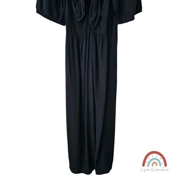 New! City Chic Villa Capri Peasant Peekaboo Tie Front Puff Sleeve Maxi Dress - Picture 8 of 11